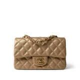 CHANEL Handbag Gold 15C Gold Caviar Quilted Mini Rectangular Flap Antique Gold Hardware -Knockoff
