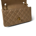 CHANEL Handbag Gold 15C Gold Caviar Quilted Mini Rectangular Flap Antique Gold Hardware -Knockoff
