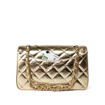 CHANEL Handbag Gold / Classic Flap Metallic Hammered Gold Calfskin Quilted Small Double Flap Gold/Black -Knockoff
