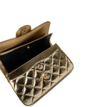 CHANEL Handbag Gold / Classic Flap Metallic Hammered Gold Calfskin Quilted Small Double Flap Gold/Black -Knockoff
