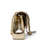 CHANEL Handbag Gold / Classic Flap Metallic Hammered Gold Calfskin Quilted Small Double Flap Gold/Black -Knockoff
