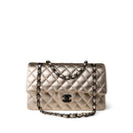 CHANEL Handbag Gold Gold Metallic Lambskin Quilted Classic Flap Medium Gold / Black -Knockoff
