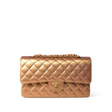 CHANEL Handbag Gold Metallic Gold Iridescent Calfskin Quilted Classic Flap Medium Aged Gold Hardware -Knockoff
