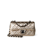 CHANEL Handbag Gold Metallic Gold Lambskin Quilted Mini Rectangular Flap -Knockoff
