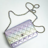 CHANEL Handbag Gradient 21K Gradient Metallic Rainbow Calfskin Quilted Wallet on Chain (WOC) -Knockoff
