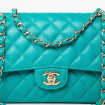 CHANEL Handbag Green 17C Turquoise Caviar Quilted Classic Flap Medium LGHW w/ Edge Stitching -Knockoff
