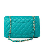 CHANEL Handbag Green 17C Turquoise Caviar Quilted Classic Flap Medium LGHW w/ Edge Stitching -Knockoff
