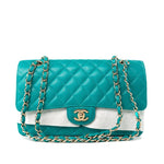 CHANEL Handbag Green 17C Turquoise Caviar Quilted Classic Flap Medium LGHW w/ Edge Stitching -Knockoff
