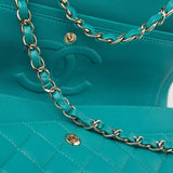 CHANEL Handbag Green 17C Turquoise Caviar Quilted Classic Flap Medium LGHW w/ Edge Stitching -Knockoff
