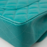 CHANEL Handbag Green 17C Turquoise Caviar Quilted Classic Flap Medium LGHW w/ Edge Stitching -Knockoff
