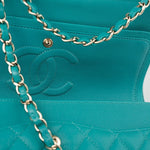 CHANEL Handbag Green 17C Turquoise Caviar Quilted Classic Flap Medium LGHW w/ Edge Stitching -Knockoff
