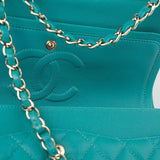 CHANEL Handbag Green 17C Turquoise Caviar Quilted Classic Flap Medium LGHW w/ Edge Stitching -Knockoff
