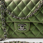 CHANEL Handbag Green 17S Green Iridescent Lambskin Quilted Classic Flap Medium RHW -Knockoff
