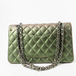 CHANEL Handbag Green 17S Green Iridescent Lambskin Quilted Classic Flap Medium RHW -Knockoff
