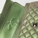 CHANEL Handbag Green 17S Green Iridescent Lambskin Quilted Classic Flap Medium RHW -Knockoff
