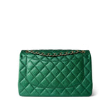 CHANEL Handbag Green 18S Emerald Green Caviar Quilted Jumbo Classic Flap Light Gold Hardware -Knockoff
