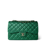 CHANEL Handbag Green 18S Emerald Green Caviar Quilted Jumbo Classic Flap Light Gold Hardware -Knockoff
