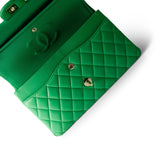 CHANEL Handbag Green 20S Green Lambskin Quilted Classic Flap Medium Light Gold Hardware -Knockoff
