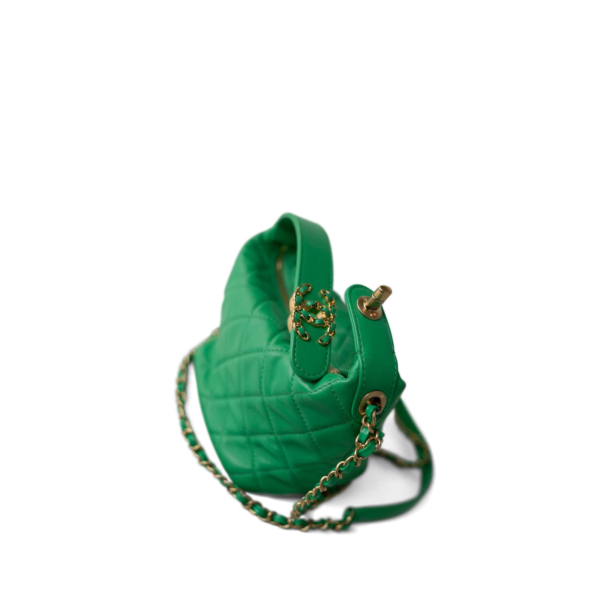 CHANEL Handbag Green 20S Small Perfect Meeting Green Lambskin Quilted Hobo Bag -Knockoff
