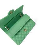 CHANEL Handbag Green 21P Green Caviar Quilted Classic Flap Medium Light Gold Hardware -Knockoff
