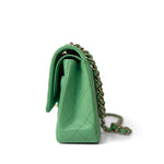 CHANEL Handbag Green 21P Green Caviar Quilted Classic Flap Medium Light Gold Hardware -Knockoff
