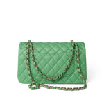 CHANEL Handbag Green 21P Green Caviar Quilted Classic Flap Medium Light Gold Hardware -Knockoff
