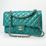 CHANEL Handbag Green 21S Iridescent Green Lambskin Quilted Classic Flap Medium LGHW -Knockoff
