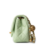 CHANEL Handbag Green 22C Light Green Lambskin Quilted Pearl Crush Mini Rectangular Flap Aged Gold Hardware -Knockoff
