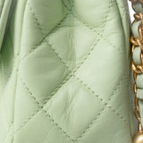 CHANEL Handbag Green 22C Light Green Lambskin Quilted Pearl Crush Mini Rectangular Flap Aged Gold Hardware -Knockoff
