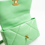 CHANEL Handbag Green Chanel Green Goatskin Quilted Small 19 Flap MHW -Knockoff
