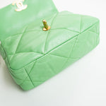 CHANEL Handbag Green Chanel Green Goatskin Quilted Small 19 Flap MHW -Knockoff
