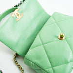 CHANEL Handbag Green Chanel Green Goatskin Quilted Small 19 Flap MHW -Knockoff
