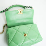 CHANEL Handbag Green Chanel Green Goatskin Quilted Small 19 Flap MHW -Knockoff
