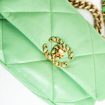 CHANEL Handbag Green Chanel Green Goatskin Quilted Small 19 Flap MHW -Knockoff
