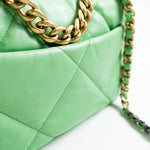 CHANEL Handbag Green Chanel Green Goatskin Quilted Small 19 Flap MHW -Knockoff
