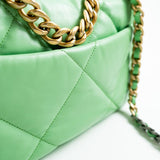 CHANEL Handbag Green Chanel Green Goatskin Quilted Small 19 Flap MHW -Knockoff
