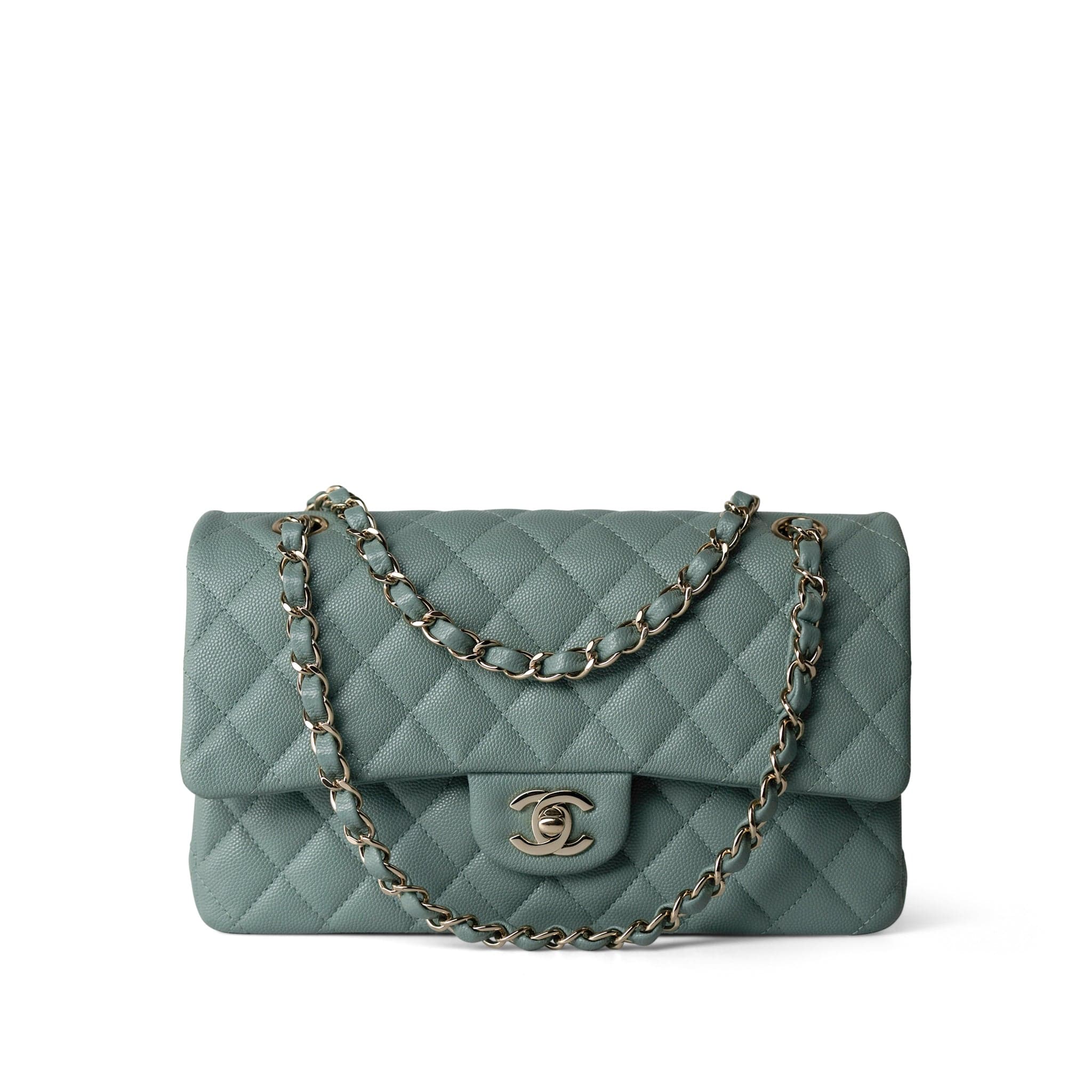 CHANEL Handbag Green / Classic flap 22C Dark Green Caviar Quilted Classic Flap Light Gold Hardware -Knockoff
