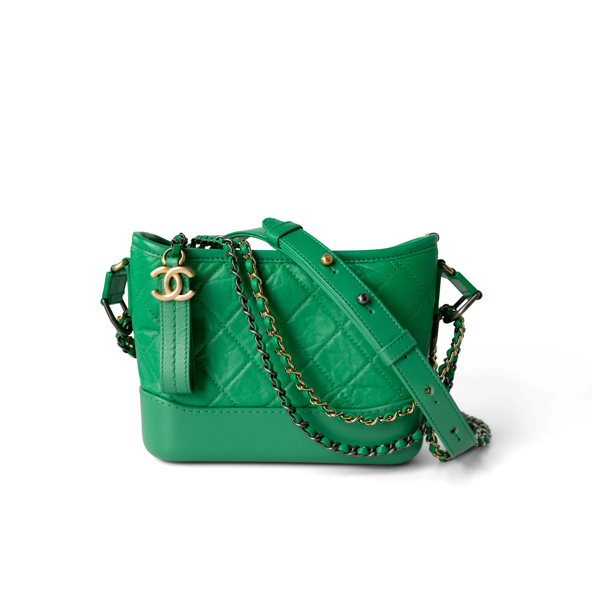 CHANEL Handbag Green / Gabrielle Green Aged Calfskin Quilted Hobo Gabrielle Bag Small Mixed Hardware -Knockoff
