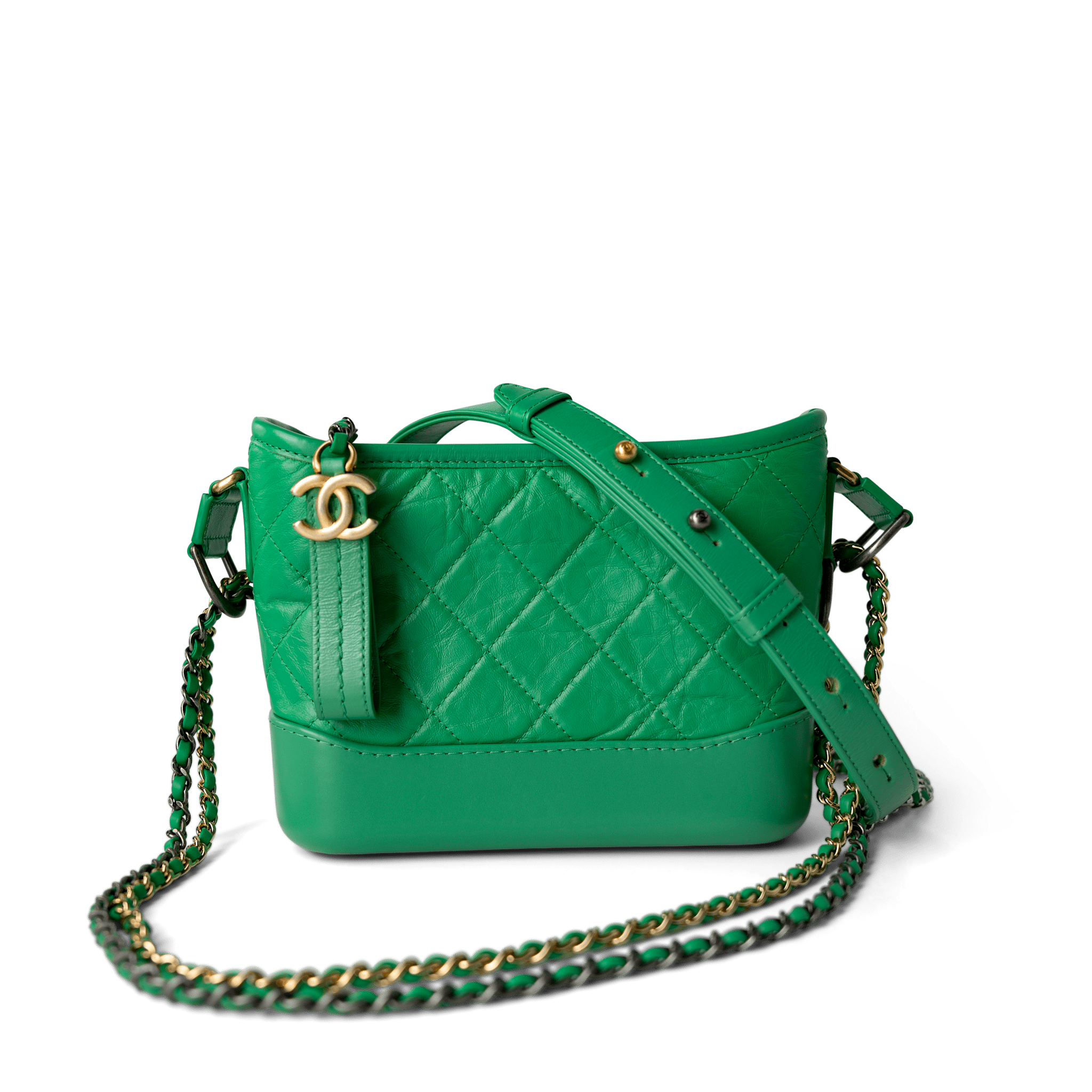 CHANEL Handbag Green / Gabrielle Green Aged Calfskin Quilted Hobo Gabrielle Bag Small Mixed Hardware -Knockoff
