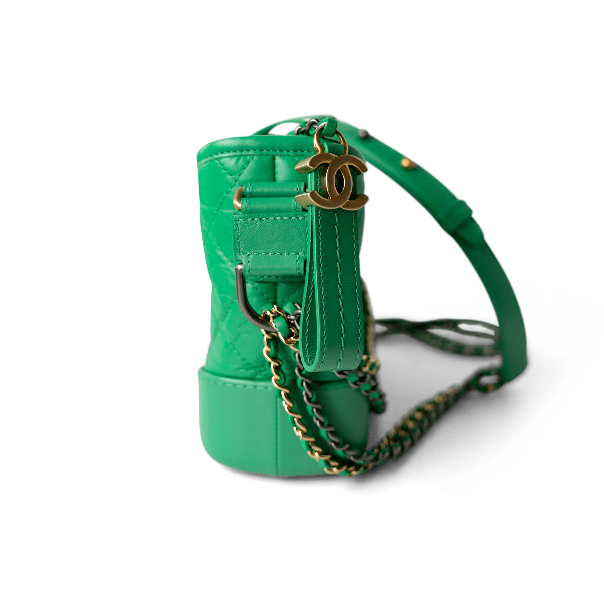 CHANEL Handbag Green / Gabrielle Green Aged Calfskin Quilted Hobo Gabrielle Bag Small Mixed Hardware -Knockoff
