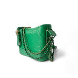 CHANEL Handbag Green / Gabrielle Green Aged Calfskin Quilted Hobo Gabrielle Bag Small Mixed Hardware -Knockoff
