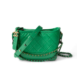 CHANEL Handbag Green / Gabrielle Green Aged Calfskin Quilted Hobo Gabrielle Bag Small Mixed Hardware -Knockoff
