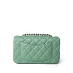 CHANEL Handbag Green Light Green Lambskin Quilted Mini Rectangular Flap -Knockoff
