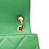 CHANEL Handbag Green Mini Green Lambskin Quilted Entwined Single Flap Antique Gold Hardware -Knockoff
