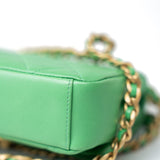 CHANEL Handbag Green Mini Green Lambskin Quilted Entwined Single Flap Antique Gold Hardware -Knockoff
