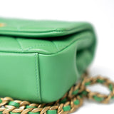 CHANEL Handbag Green Mini Green Lambskin Quilted Entwined Single Flap Antique Gold Hardware -Knockoff
