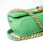 CHANEL Handbag Green Mini Green Lambskin Quilted Entwined Single Flap Antique Gold Hardware -Knockoff
