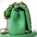 CHANEL Handbag Green Mini Green Lambskin Quilted Entwined Single Flap Antique Gold Hardware -Knockoff
