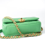 CHANEL Handbag Green Mini Green Lambskin Quilted Entwined Single Flap Antique Gold Hardware -Knockoff
