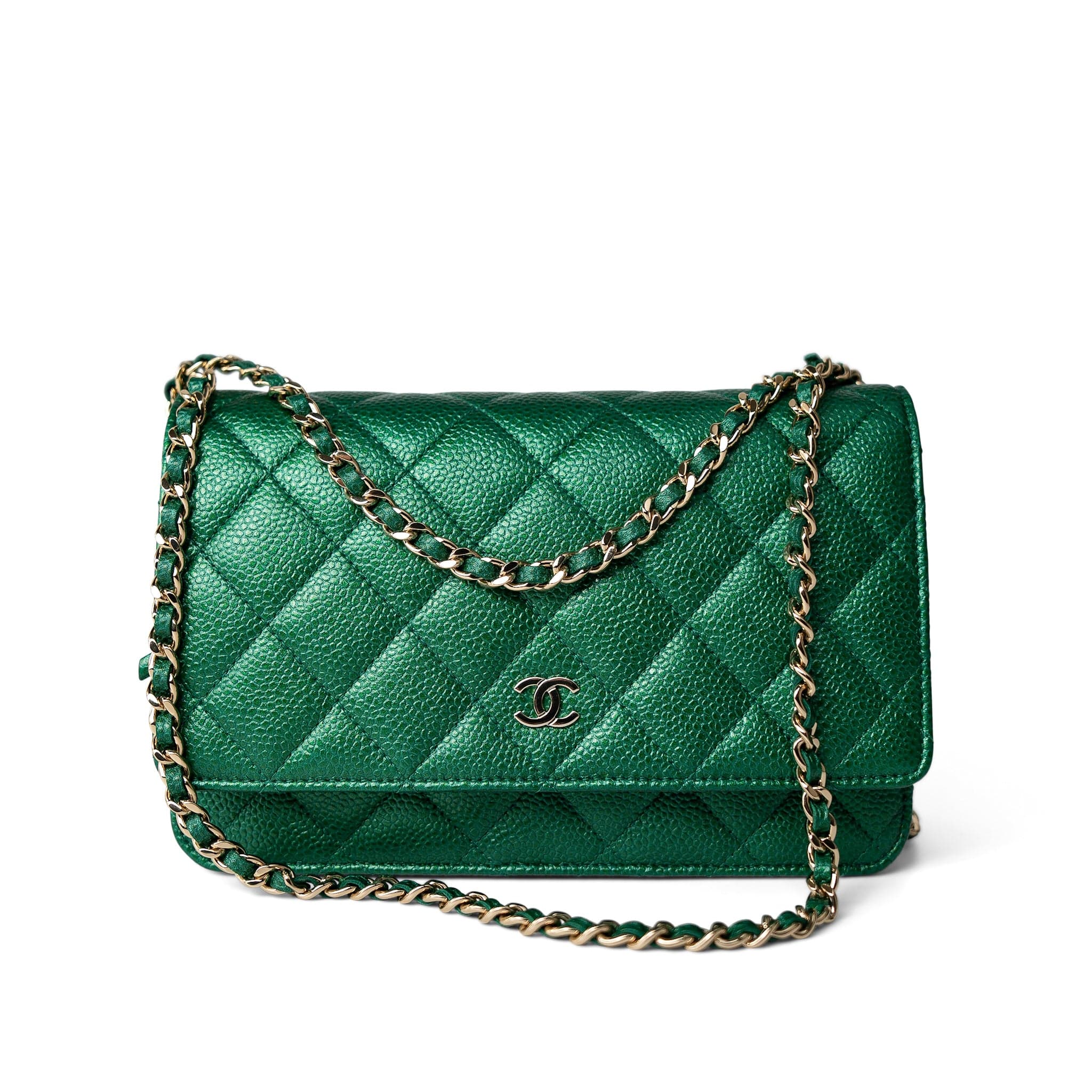 CHANEL Handbag Green / WOC 18S Emerald Green Caviar Quilted Wallet on Chain WOC -Knockoff
